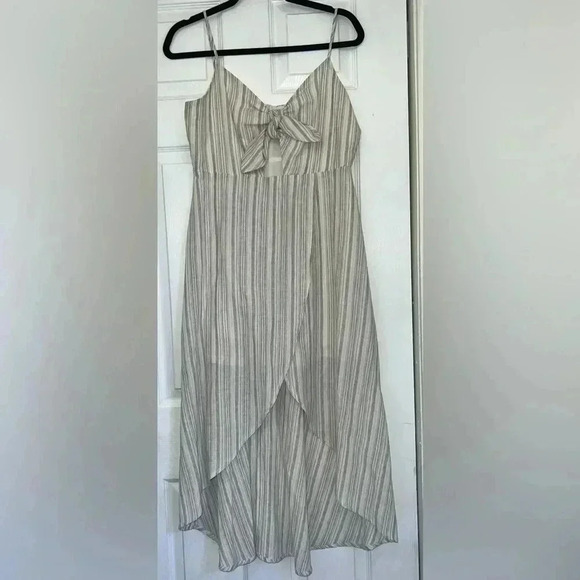 Bisouxx striped high - Low sleeveless wrap dress Sz Large - Picture 4 of 16